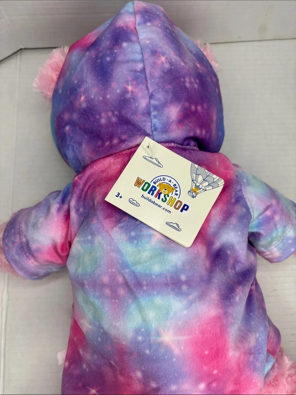 Build-A-Bear Pink heart nose  Bear in Rainbow Unicorn robe. New